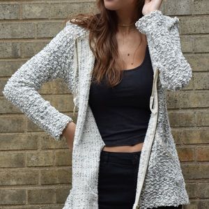 Hooded Cardigan Marbled Grey/white
